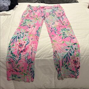 Lilly Pulitzer Pink Tropical Print Pajama Pants